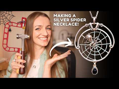 Making Halloween Jewelry Inspired By Architecture! Silver Spider Web Necklace
