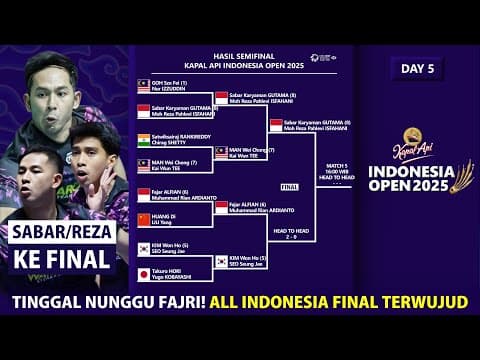 𝗦𝗔𝗕𝗔𝗥/𝗥𝗘𝗭𝗔 𝗞𝗘 𝗙𝗜𝗡𝗔𝗟! 𝗔𝗟𝗟 𝗜𝗡𝗗𝗢𝗡𝗘𝗦𝗜𝗔 𝗙𝗜𝗡𝗔𝗟 𝗗𝗜 𝗗𝗘𝗣𝗔𝗡 𝗠𝗔𝗧𝗔! Hasil Semifinal Indonesia Open 2025
