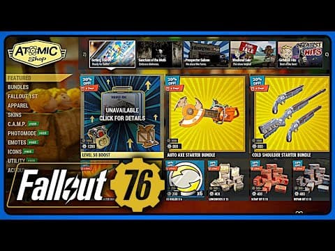 Fo76 Atomic Shop: 20% Off Auto Axe & Cold Shoulder Bundles! (jan 27)