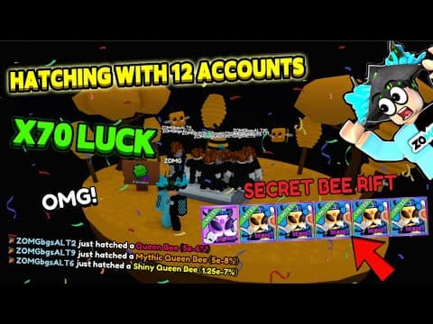 🍯🐝 I Hatched Secret With 12 Acc In *bee Rift Egg* In Bubble Gum Simulator Infinity!!!