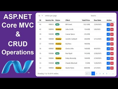 Crud Operations In Asp.net Core Mvc Using Sql Server And Entity Framework | Invoice Management App
