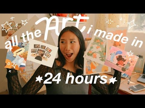 I Made 6 Paintings In 24 Hours 🎨 Peachtober Art Vlog