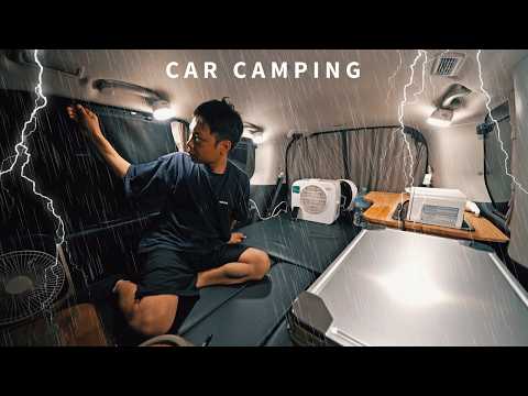 [car Camping In The Rain] Camping Alone On A Thundering Night [dji]