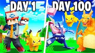 I Spent 100 Days As Ash Ketchum In Pokémon Minecraft Vs My Rival! (duos Cobblemon)
