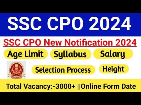 Ssc Cpo New Notification 2024|ssc Cpo New Syllabus, Exam Pattern, Age Limit, Salary|#ssccpo2024