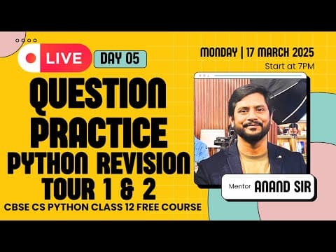 Day 05 | Cs Python Class 12 | Python Revision Tour - 2 | Important Questions