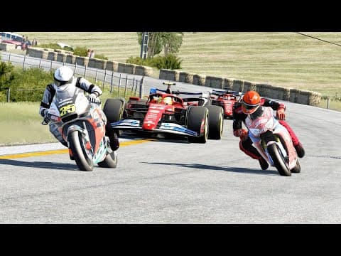 Spiderman Yamaha Yzr-m1 Vs Honda Rc213v Vs Hypercars Lamborghini, Ferrari Vs F1 Ferrari Sf-25