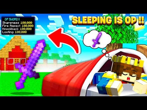 Minecraft But Sleeping Gives Op Items !!