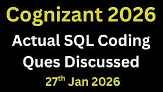 Cognizant Technical Assessment Sql Questions | Cognizant Sql Questions | Pyqs Sql Coding