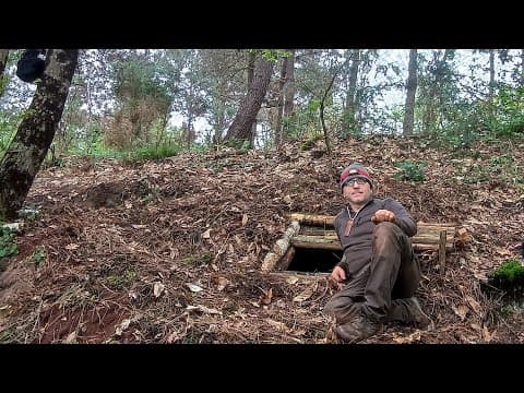 24 Hours To Build A Shelter | Build A Well-hidden Underground Gallery All In One Day !