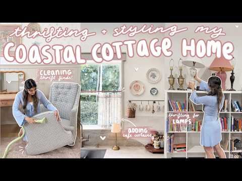 Thrift + Style With Me 🌸 Thrifting Lamps, Café Curtains + My Dream Chair!
