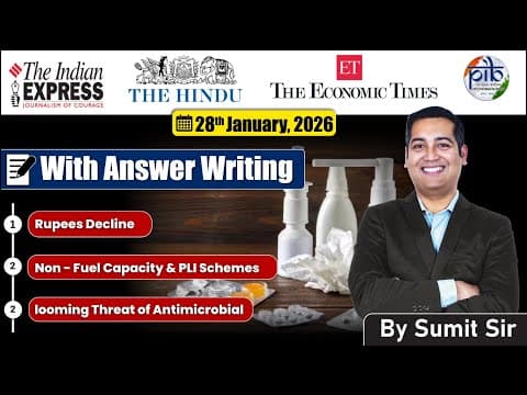 28 January, 2026 Editorial Discussion |  Rupee Decline, Pli Schemes In Green Tech, Anti Microbial