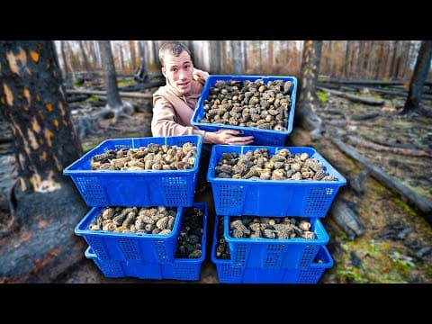Harvesting 1000s Of Morel Mushrooms In The Canadian Wildfire Wilderness