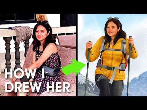 I Drew My Wife For The Board Game Peaks | Digital Illustration Process | Time Lapse