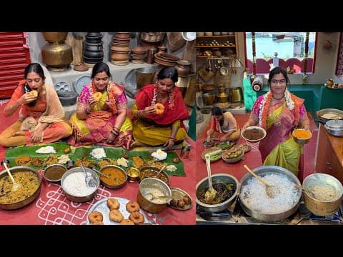 Bhogi Special Vanta | Nethi Pongali, Pulihora, Garelu, Poornam, Vegetable Curry, Tomato Pappu