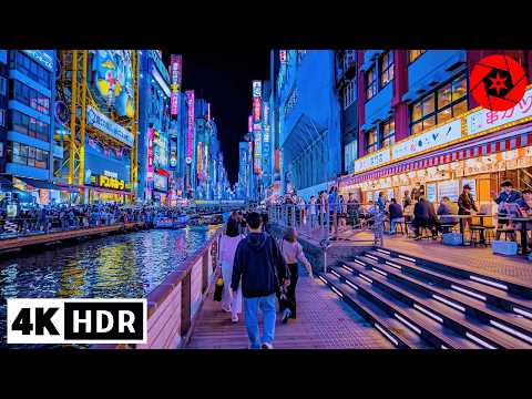 4k Hdr - Osaka Downtown Night Walk 2025