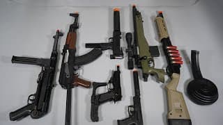 Mp40 Shell Ejecting And Ak47 Airsoft Toy Gun Nerf Gun Shot Gun Mac10 - Realistic Toy Guns Collection