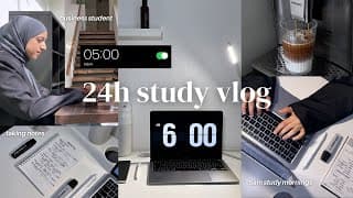 24h Study Vlog | 5am Wake Up, Lots Of Studying, Taking Notes, Business Student Study Routine