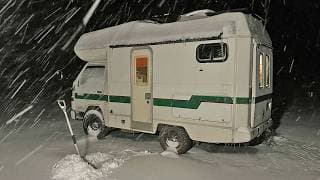 Blizzard Camping in my Japanese Van