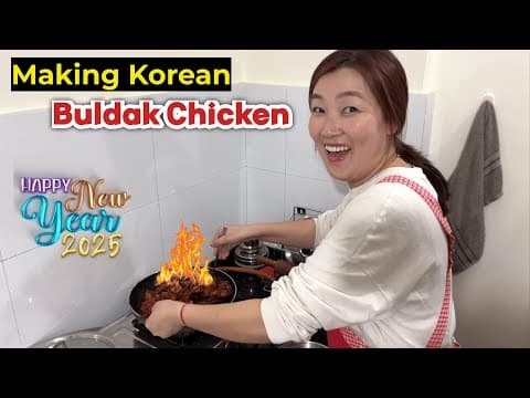 Making Korean Buldak Chicken | Happy New Year 2025 | Korean Fire Chicken Mukbang