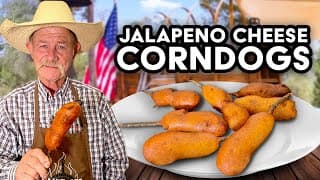 Bacon-wrapped Jalapeño Cheese Corn Dogs | Fair Food Goes Cowboy-style!