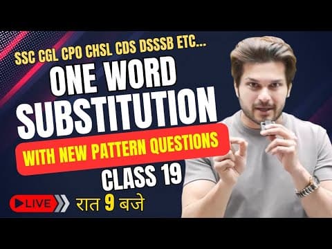 Class 19 One Word Substitution || With New Pattern Questions Mock Test By Jaideep Sir