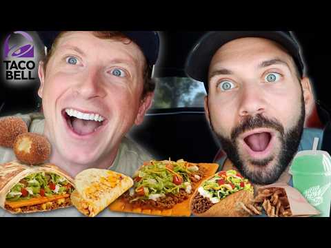 Trying Taco Bell's Entire New Menu!! Cheez It Crunchwrap And Baja Blast Slushee!!