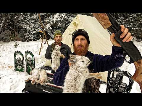 Winter Arctic Snow Camping - Primitive Trapping, Wilderness Feast, Fish & Forage