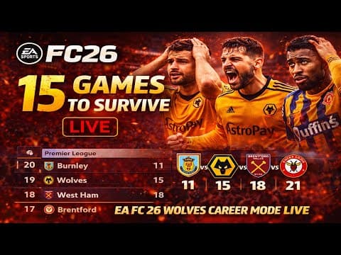 Ea Fc 26 Wolves Career Mode Live | 15 Games To Survive