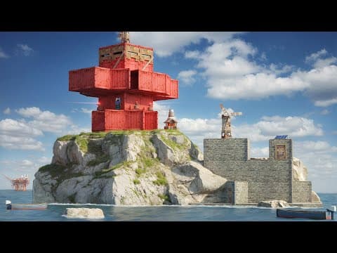 I Built An Ocean Rock Base Next To Oilrig - Rust