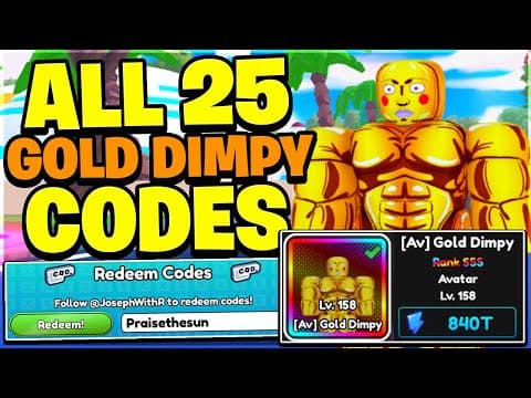 All 25 Update 28 Gold Dimpy Codes In Roblox Anime Eternal