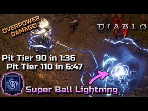 Overpower Super Ball Lightning Sorcerer Build (stormhorn) Gameplay Showcase - Diablo 4 Season 10 Ptr