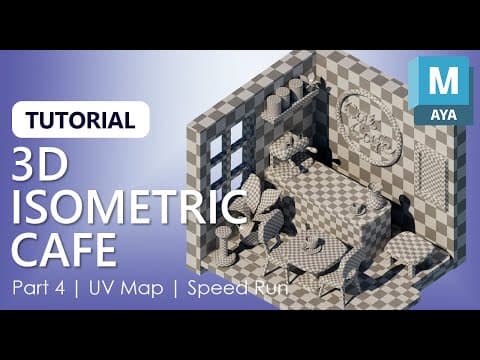 Uv Mapping Speedrun! Isometric Cat Café In Maya | Part 4 #tutorial #3d #autodeskmaya