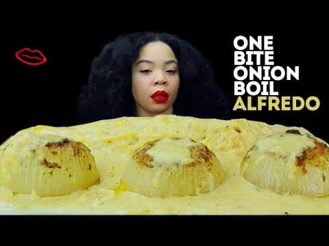 Cheesy Buttery Alfredo Onion Boil, One Bite Challenge |tiktok Vial| Mukbang Asmr | Mmm Asmr