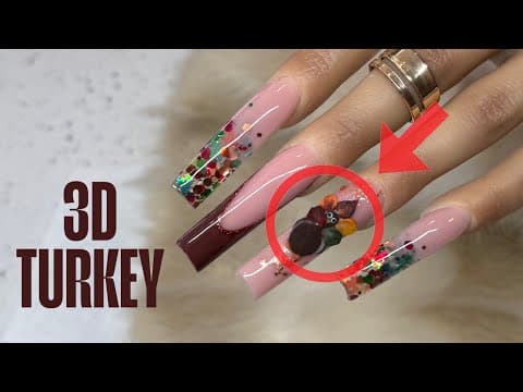 How To: Glitter Encapsulation & 3d Acrylic Turkey Nail Tutorial