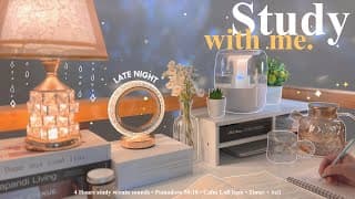 4-hour 🌙 Late Night Study With Me • Rain Sounds☔+ Lofi Bgm • Pomodoro 50-10 • Day272✨