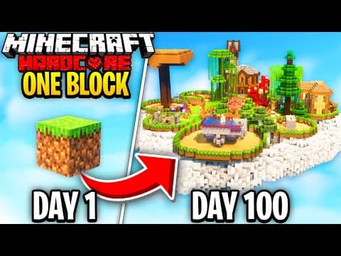 I Survived 100 Days On One Block Skyblock In Minecraft Hardcore!