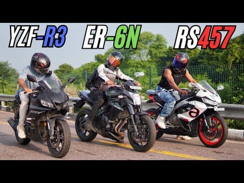 Kawasaki Er-6n Vs Aprilia Rs457 Vs Yamaha R3 | Race | The Wait Is Over!!
