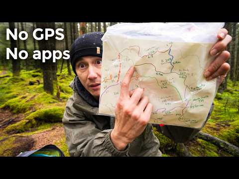 Hiking In The Forest With A Hand-drawn Map