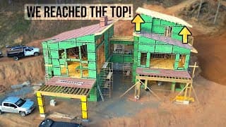 Construction Of A Mega Sized Modern Home Pt 53 | Outrigger Roof Overhang Framing