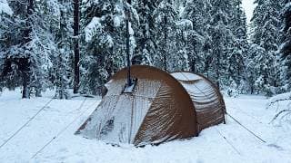 Overnight Winter Hot Tent Camping In Fresh Snow