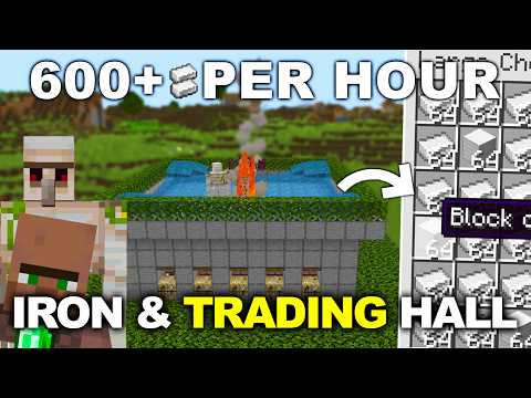 Best Iron Farm Ever! (600 Iron/hour!) In Minecraft Bedrock 1.21