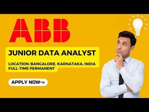 Full time Job opportunity | Junior data analyst at ABB | Data analysis | Freshers job | MS Excel