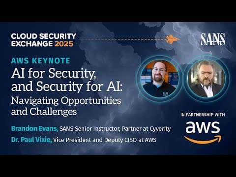 Aws Keynote: Ai For Security, And Security For Ai
