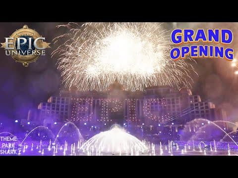 Epic Universe Grand Opening Fireworks Fountain Celebration - Multi-camera Show  - Drones
