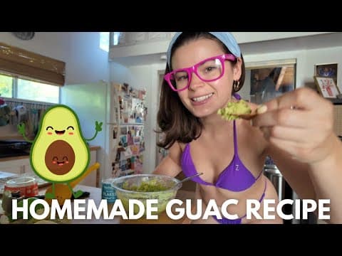 Making Homemade Guacamole In A Bikini