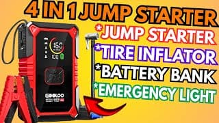 Best 4000 Amp Emergency Jump Starter With Tire Inflator, Battery Bank & Light From Gooloo