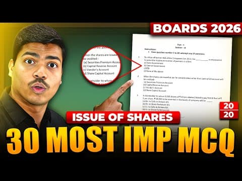 Issue Of Shares | 30 Most Important Mcq | Class 12 Accounts Board Exam 2026 #cbse