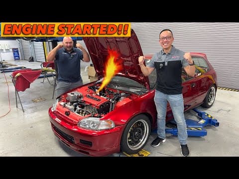 The First Start!! Our Supercharged Honda Civic B18c Vtec Engine // 1992 Honda Civic Vx (ep 11)