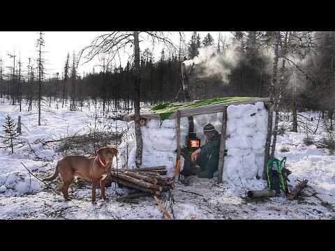 Bushcraft Winter Camping Alone In Warm Survival Snow Shelter Woodstove Inside Cowboy Coffee & Steak